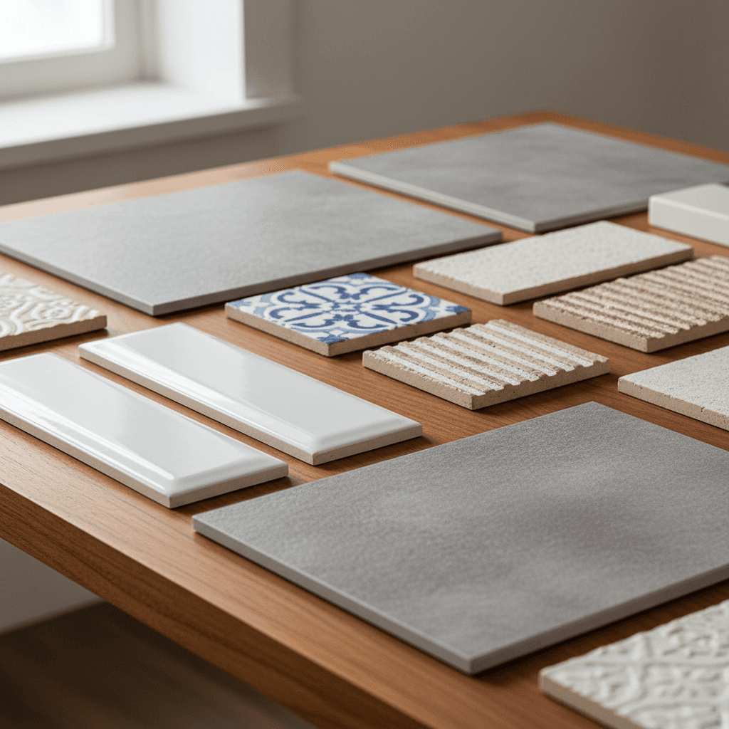 Bathroom tile selection and samples