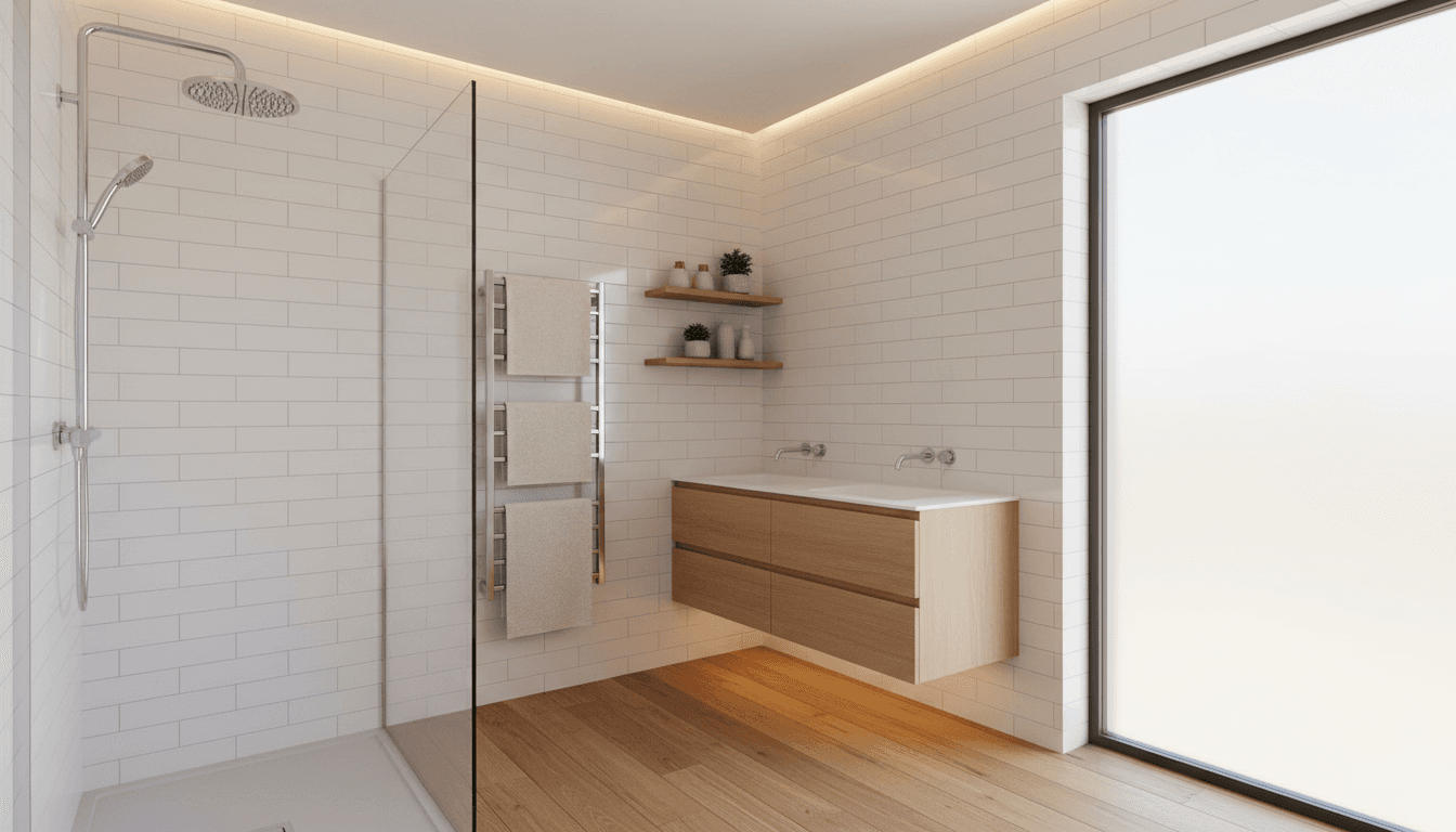 Completed bathroom renovation showing modern fixtures and updated design