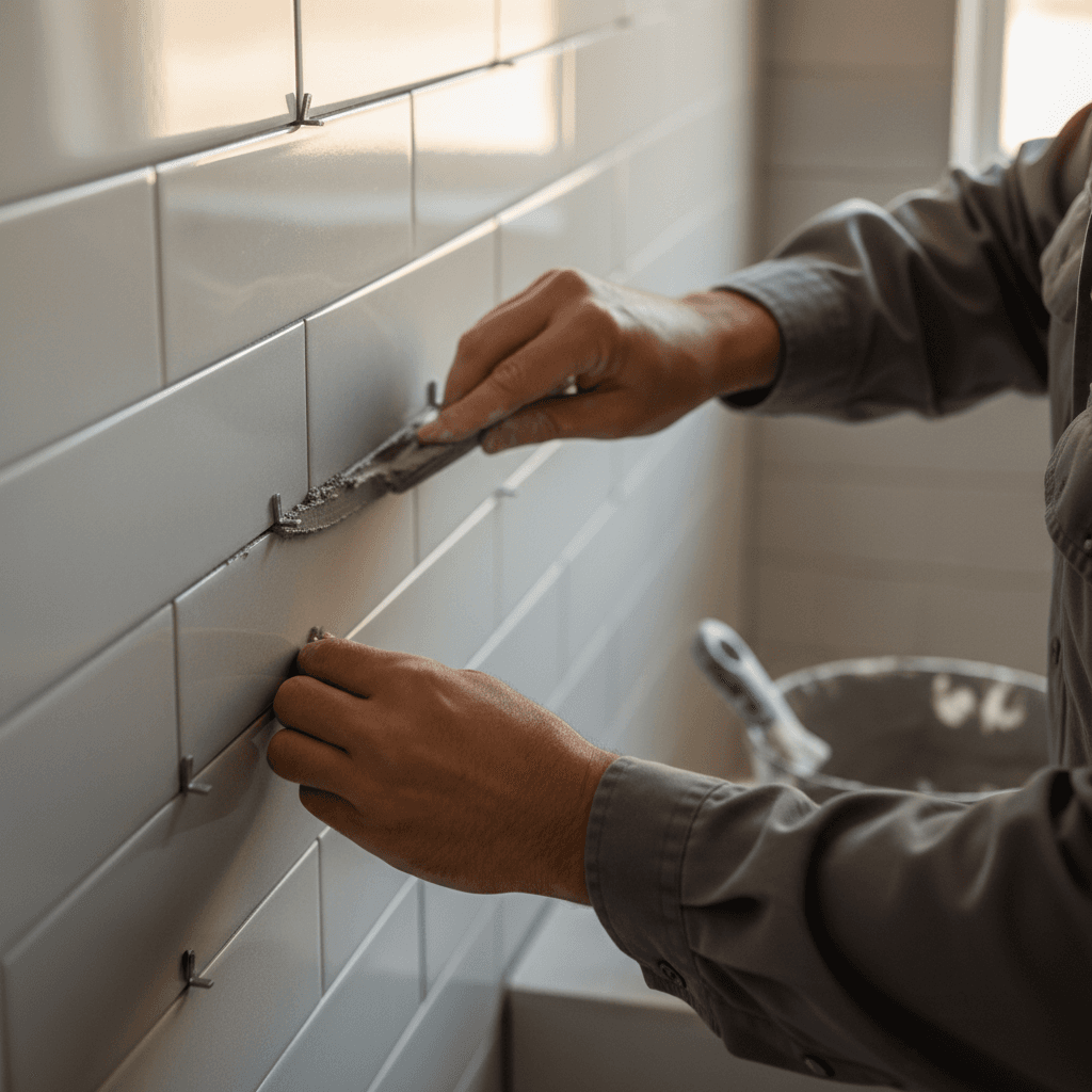 Bathroom tile installation detail